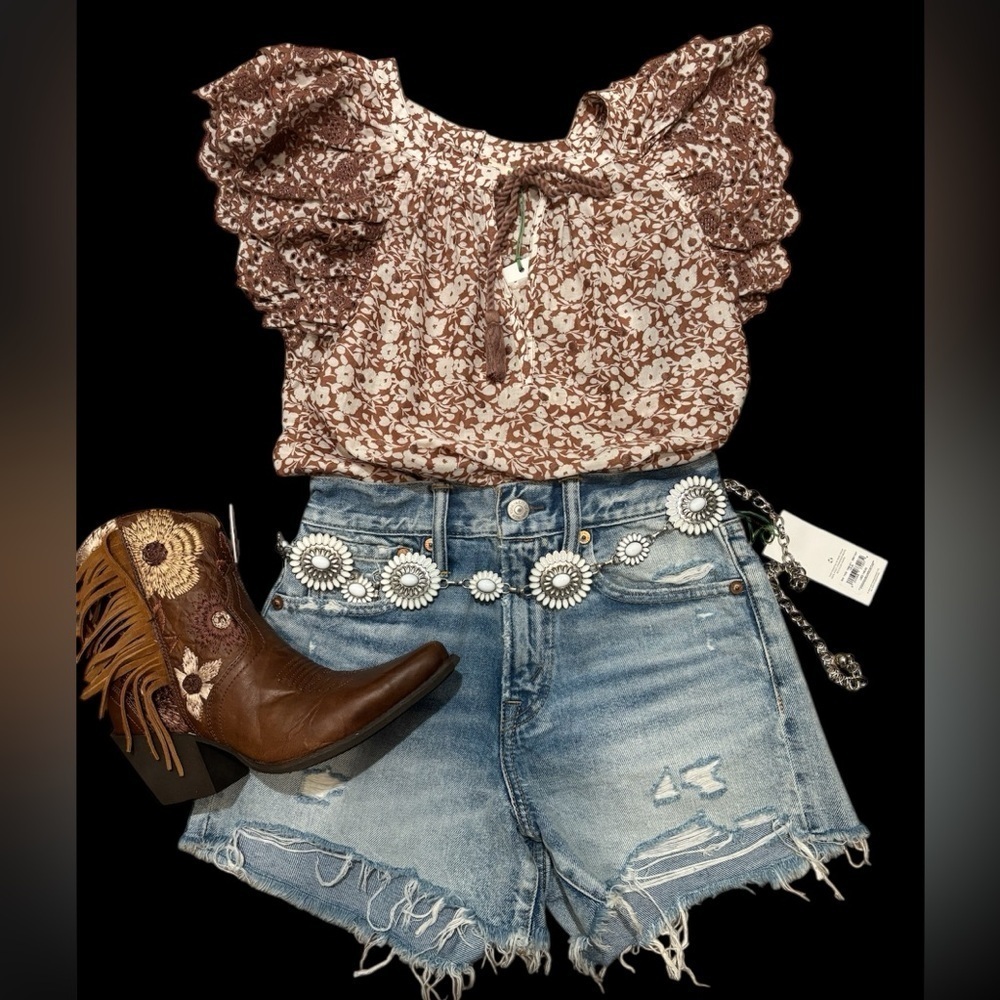 American Eagle’s Premium AE77 Floral Eyelet Blouse NWT